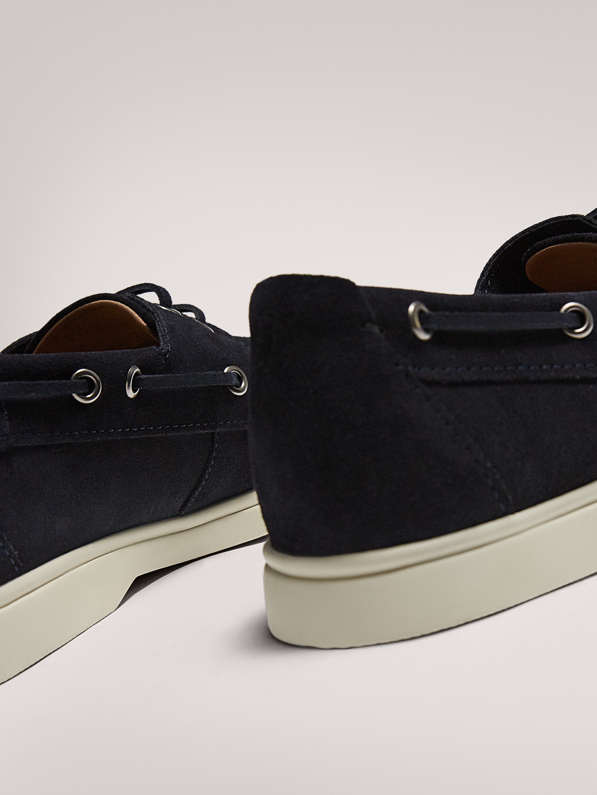 blue suede deck shoes
