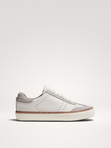 WHITE WELT LEATHER TRAINERS