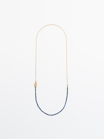 Gold-plated necklace with blue stones