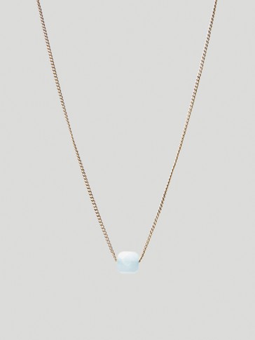 Gold-plated March stone necklace
