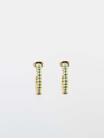 Gold plated earrings with colour thread