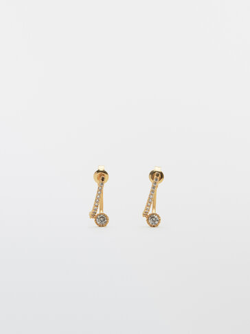 Gold-plated diamanté bar earrings