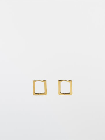 Waterproof gold-plated square earrings