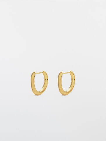 Small waterproof gold-plated oval earrings