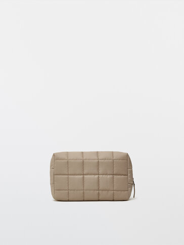 Nylon toiletry bag with leather details