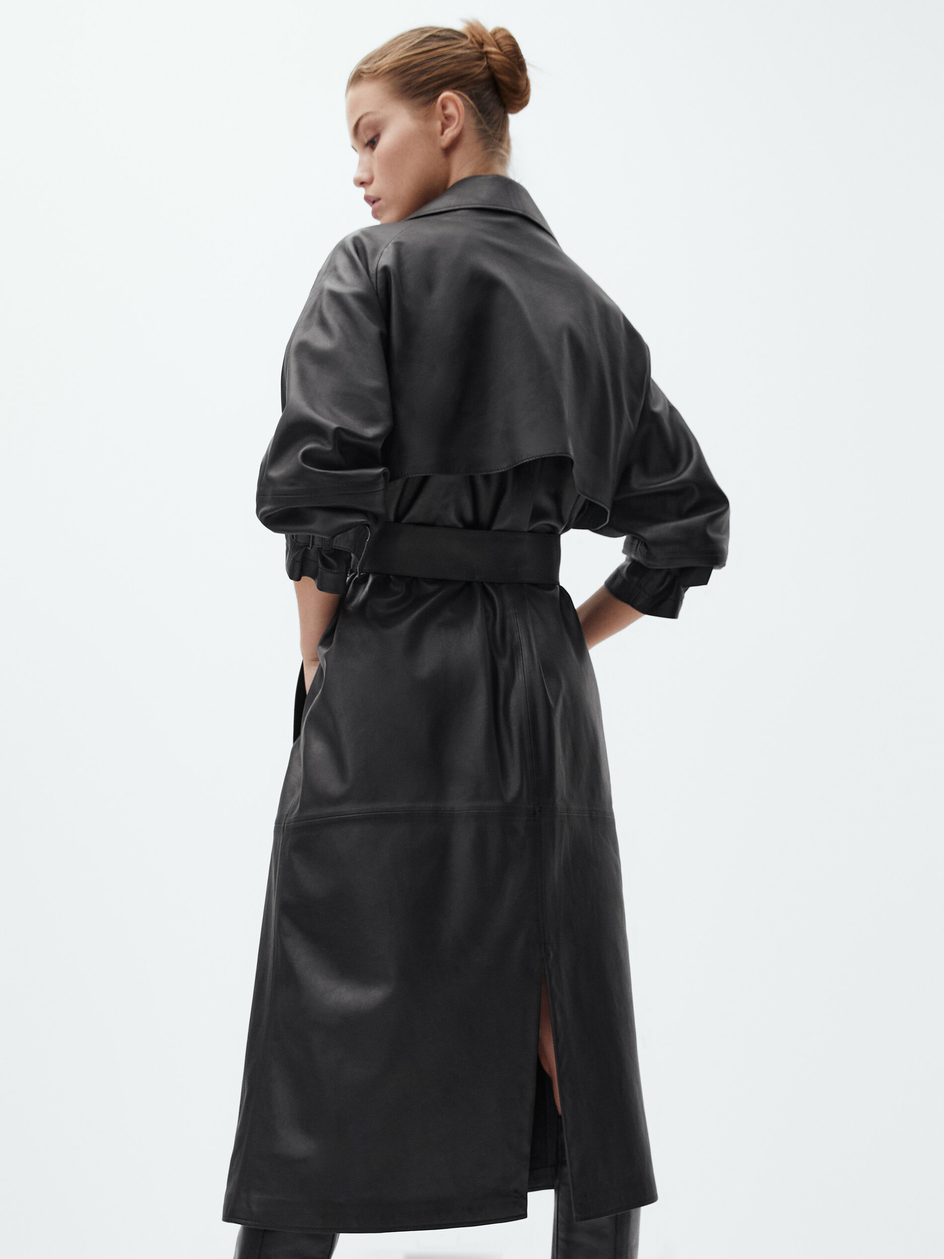 belted nappa trench coat