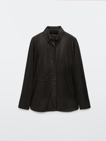 Black nappa leather shirt