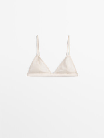 Ribbed bra with silk detail
