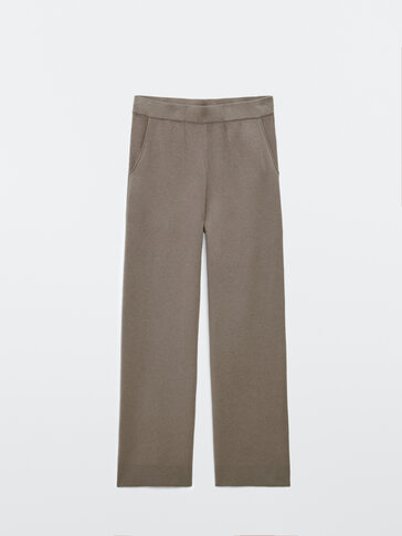 Knit trousers with ribbed hems