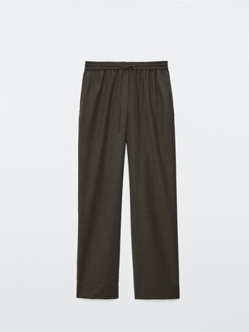 Flannel jogging-fit trousers