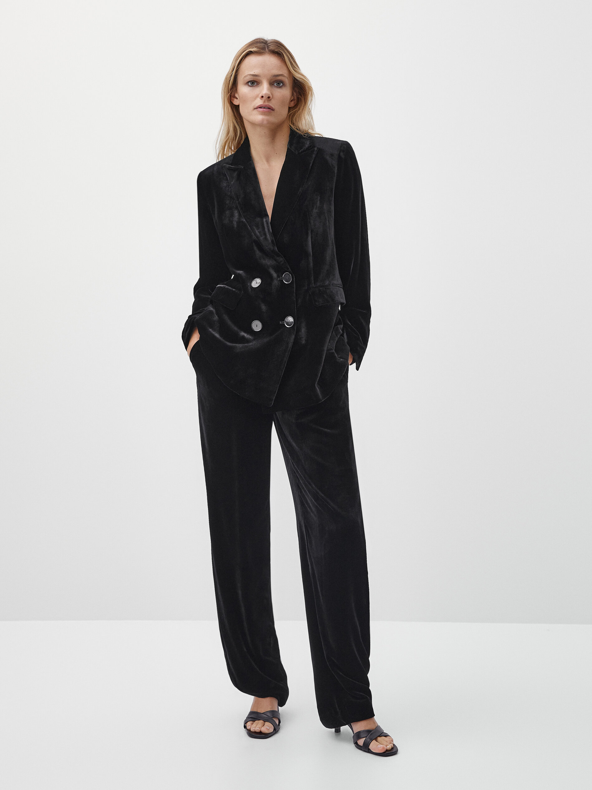 Massimo Dutti Darted Velvet Trousers 