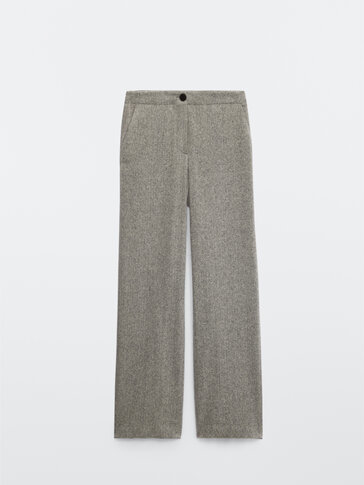 Straight-fit herringbone trousers