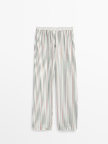 Pruhované nohavice v pyžamovom strihu