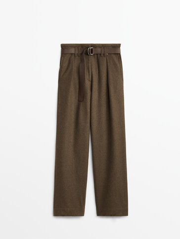 Darted wool trousers