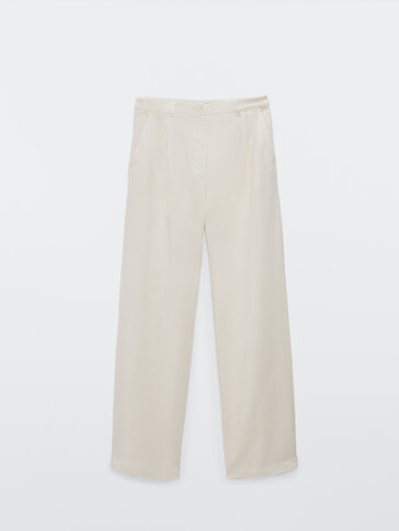Loose-fitting lyocell and linen trousers
