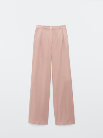 Loose-fitting lyocell and linen trousers