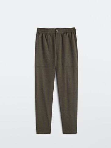 Flannel jogging-fit trousers