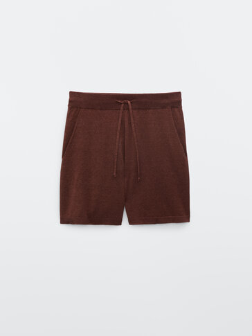 Knit linen blend shorts