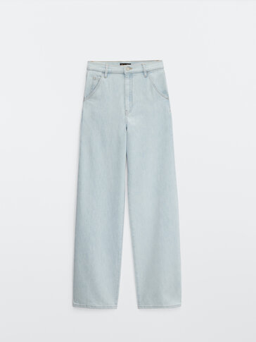 Ohlapne full-length džins hlače z visokim pasom