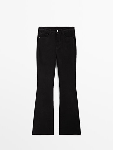 High-waist skinny flare needlecord trousers