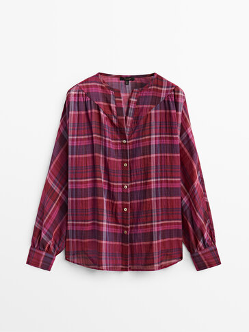 Flowing check cotton shirt