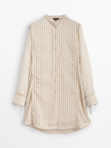 Striped shirt with ruffled detail
