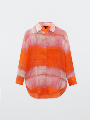 Multicoloured 100% ramie shirt