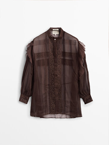 100% silk shirt with embroidery Limited Edition