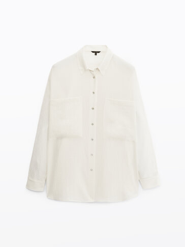 Textured cotton shirt with pockets
