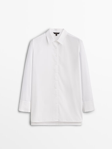 Cotton poplin shirt with cuff detail