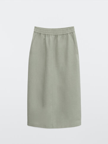 Linen and lyocell jogging skirt