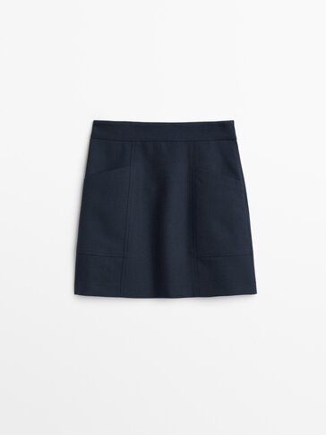 Wool mini skirt with pockets