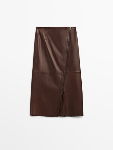 Nappa leather skirt with zip