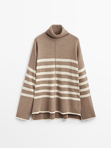 Striped cashmere wool cape sweater