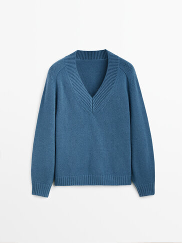 Sweater med V-udskæring i kashmir-uld - Limited Edition