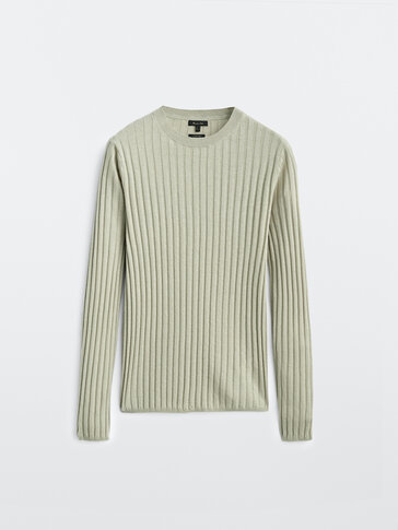 Silk and wool ribbed sweater