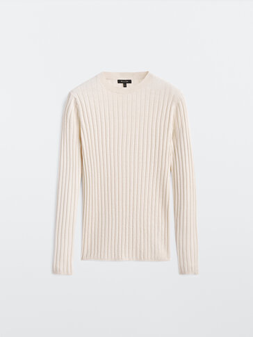 Silk and wool ribbed sweater