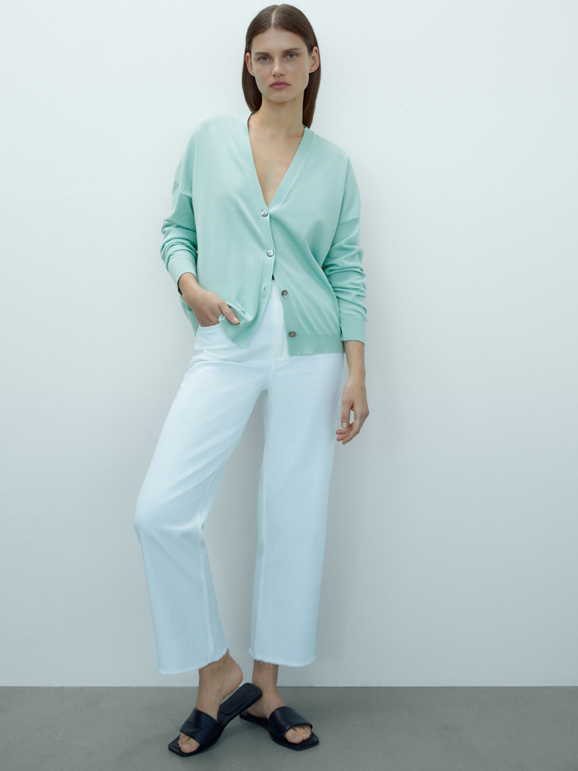 100% cotton short cardigan - null 