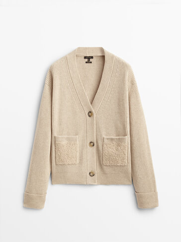 Ribbed knit cardigan with pockets
