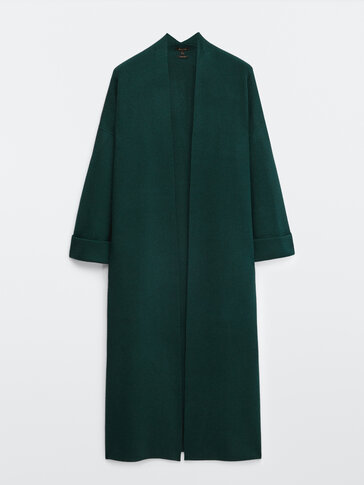 Long green knit coat