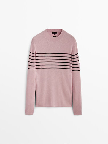 Striped ribbed knit sweater