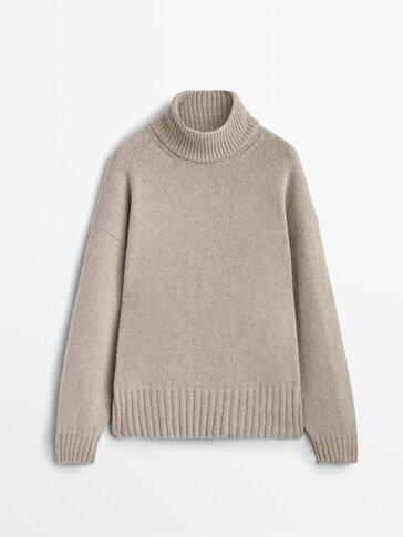 Wool sweater with elbow patches