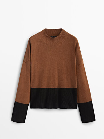 Colour block wool sweater