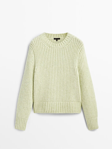 Пуловер с плетка полуанглийски ластик