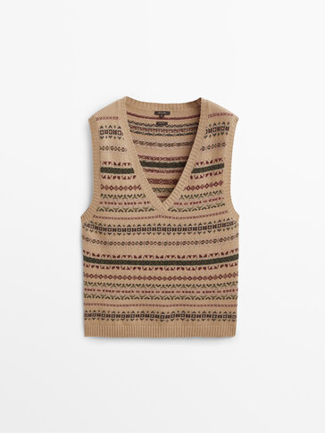 Jacquard knit vest