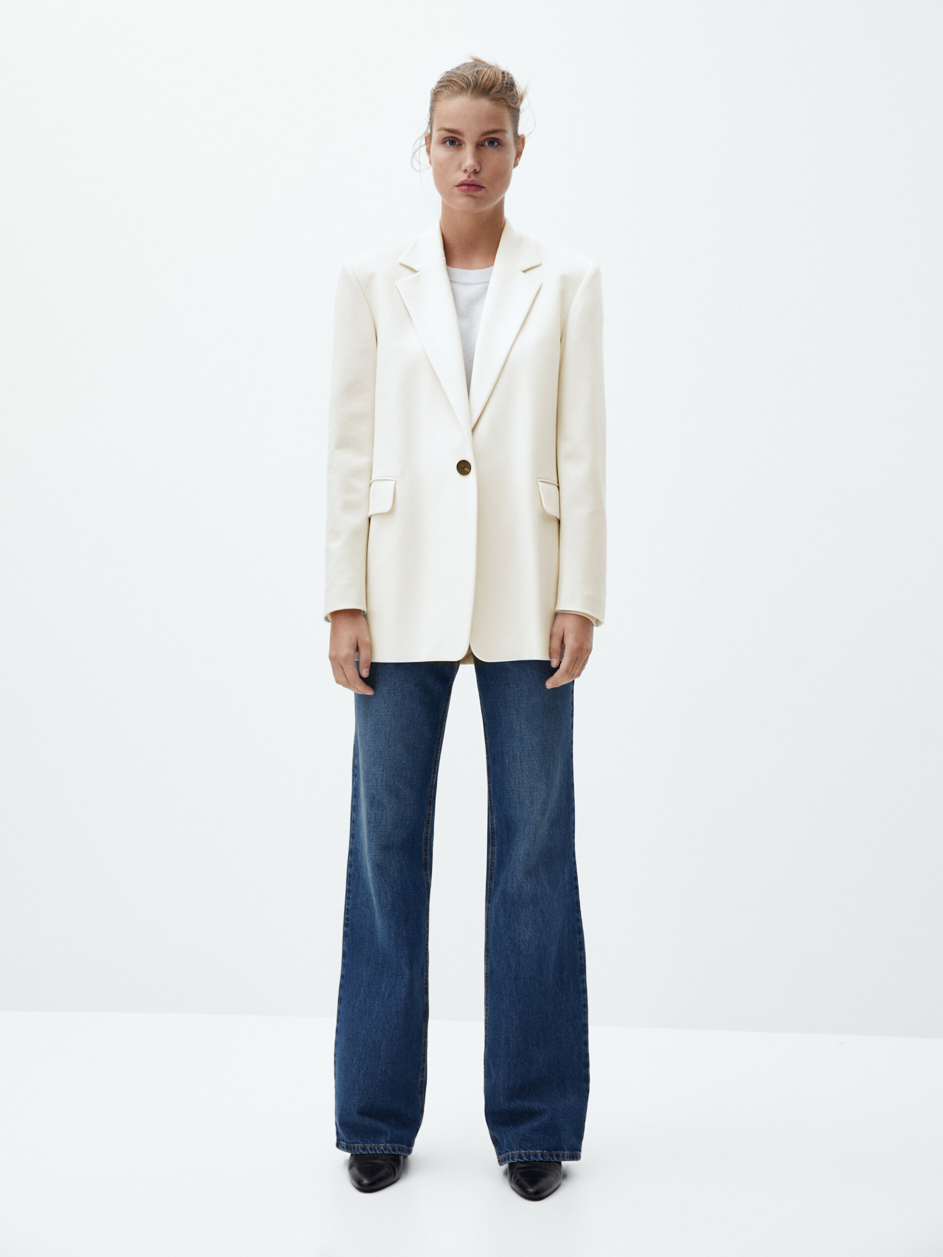 massimo dutti white blazer