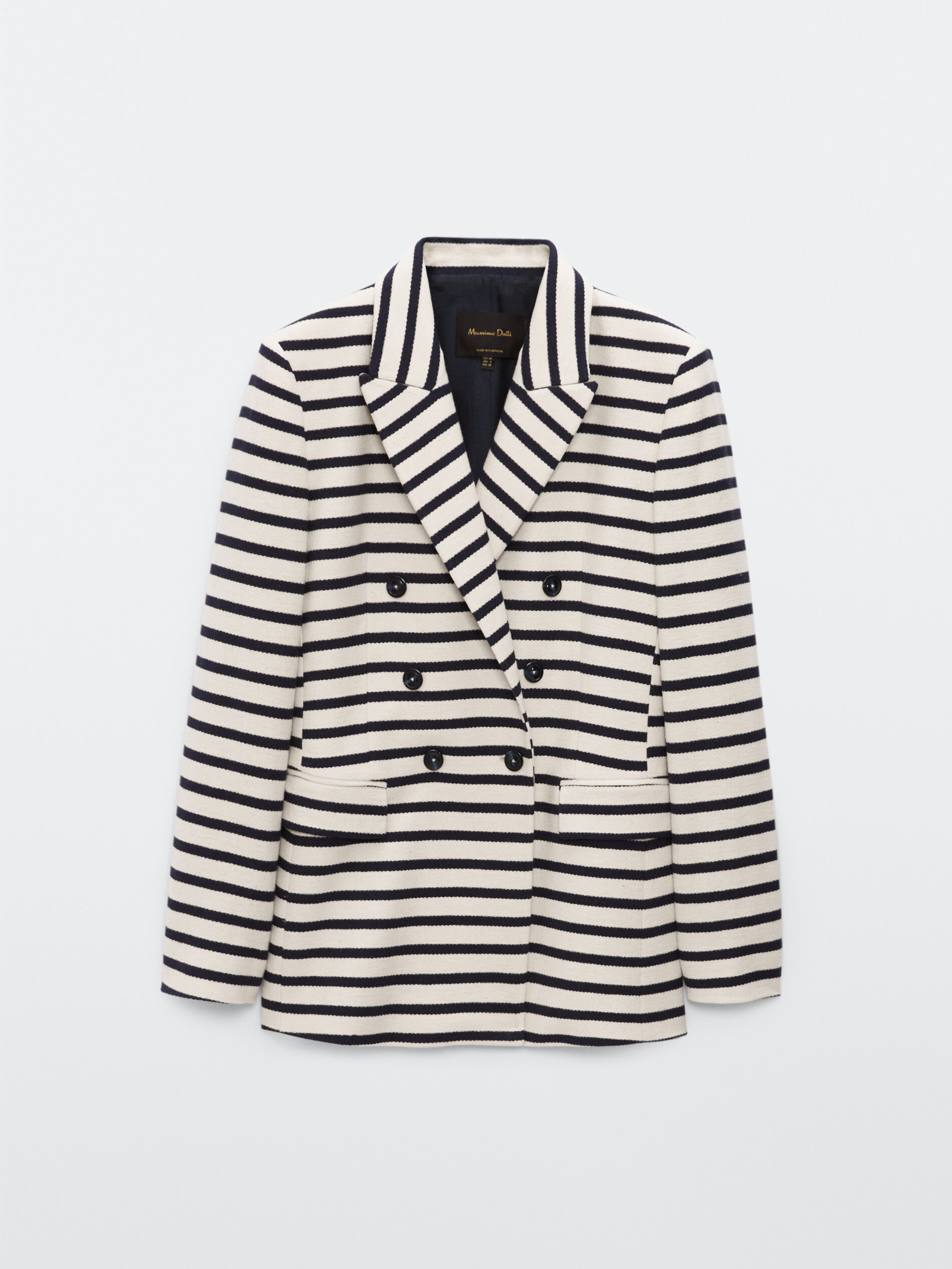 double breasted striped blazer