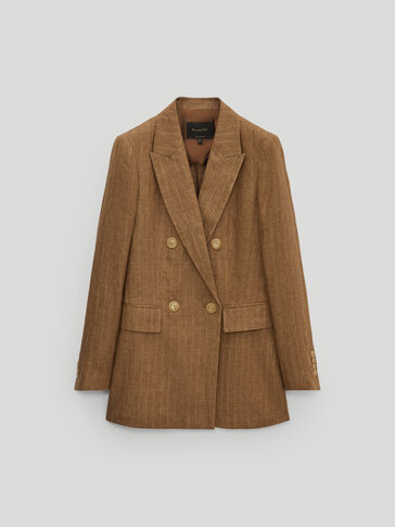 100% linen striped blazer - null - Massimo Dutti