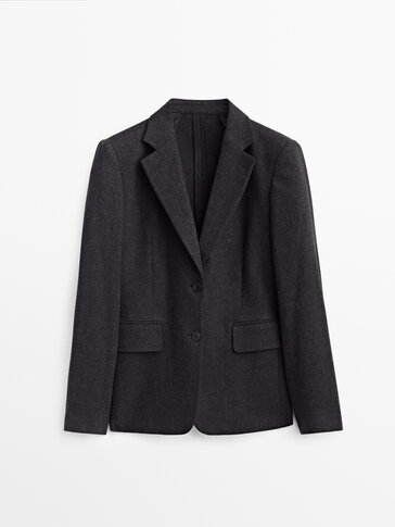 Wool herringbone suit blazer