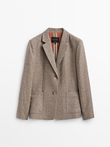 Wool blazer with elbow patch detail